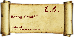 Borhy Orbó névjegykártya